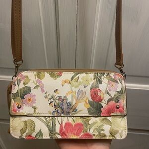 Bueno Floral Crossbody Bag - Cream and Brown